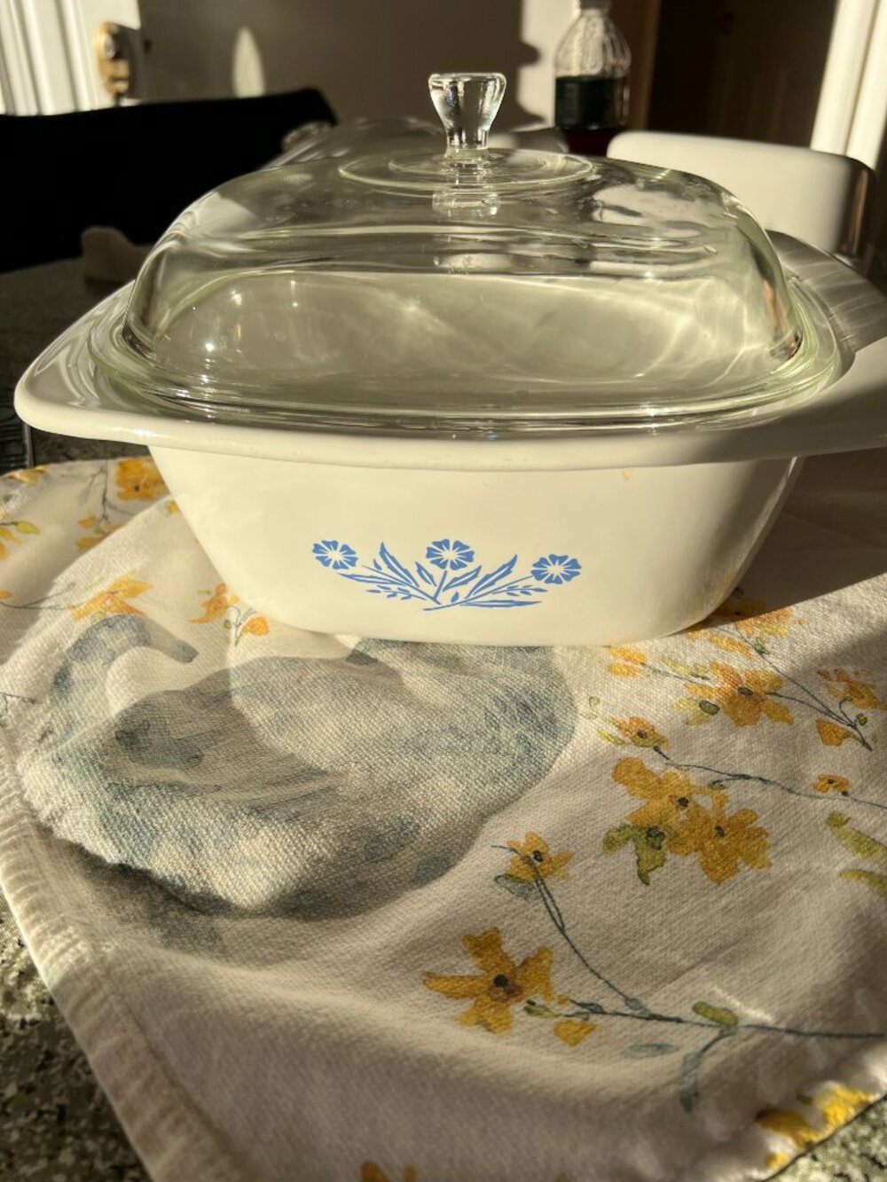 Vintage Corning Ware Blue Cornflower 4 Qt Dutch Oven P-34-B w/ Original Glass Li
